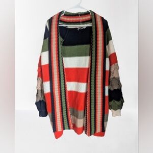 Davi & Dani Multicolor Women's Knit Open Front Sweater- L